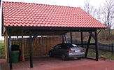 Carports-Satteldach mit Kupferrinne